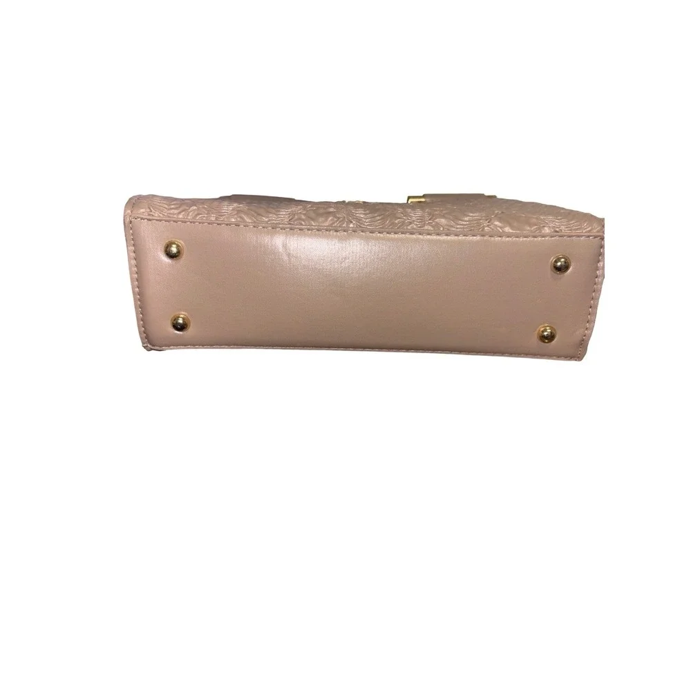 Bebe Nola Satchel‎ Taupe Gold Zipper Classy Handbag Cocktail Party